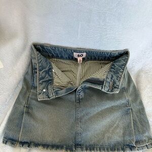 SO Blue Denim Skort with Striped Lining